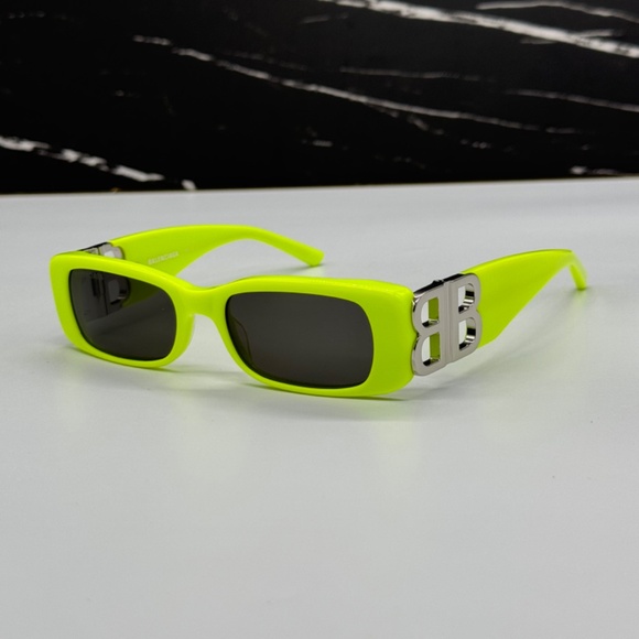 NEW BB0096S 008 BALENCIAGA YELLOW GREY SQUARE WOMEN BALENCIAGA SUNGLASSES - Picture 3 of 10